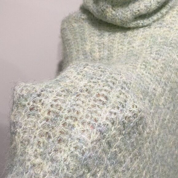 Anthropologie Cozy Knit Poncho in Light Green Mint Turtleneck SuperSoft OS - Picture 3 of 12